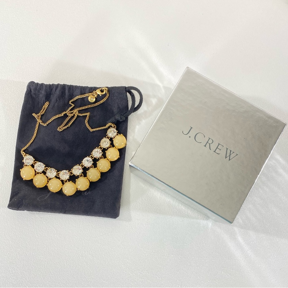 J.Crew Lemon Drop Necklace 19" Gold Rhinestone Geometric Statement Party Formal